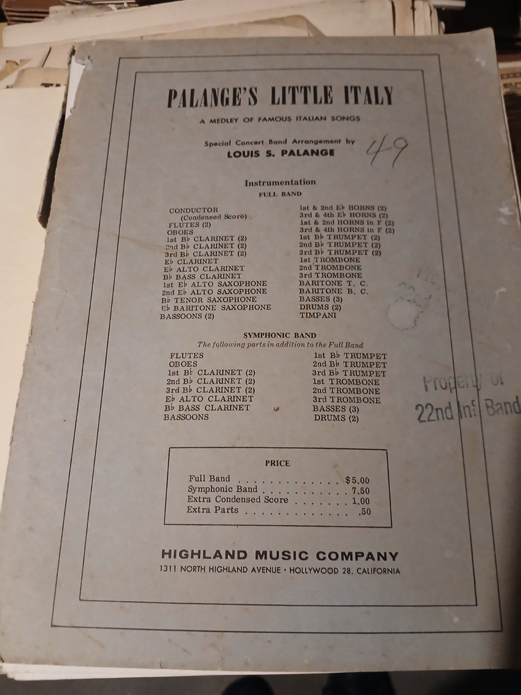 Palange&rsquo;s Little Italy Louis Palange Full Band Concert Sheet Music