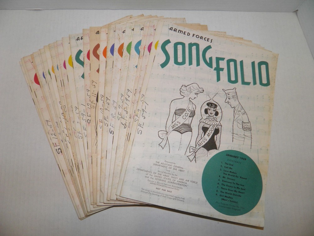 Vintage Armed Forces Song Folio Sheet Music 1959 Lot of 25 GUC