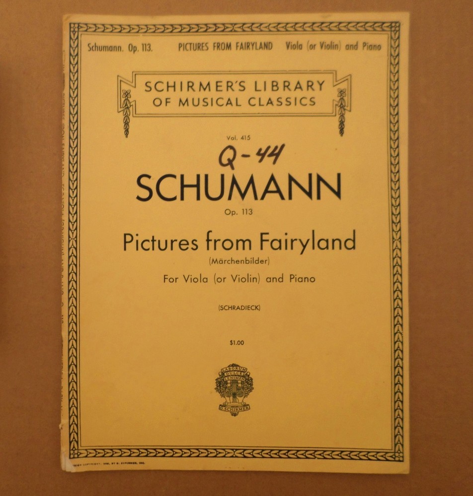 Schirmer&rsquo;s Library Schumann Pictures from Fairyland Opus 113 for Viola and Piano