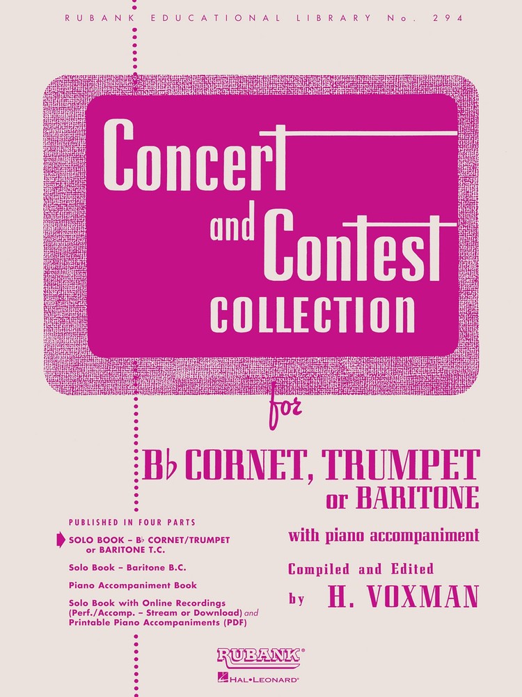 Concert & Contest Collection Bb Cornet Trumpet or Baritone Solo Part Rubank Book