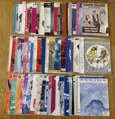 Mixed Lot of 60 Vintage 1950&rsquo;s-1960&rsquo;s Piano Vocal Sheet Music. Folk, Pop, Etc.