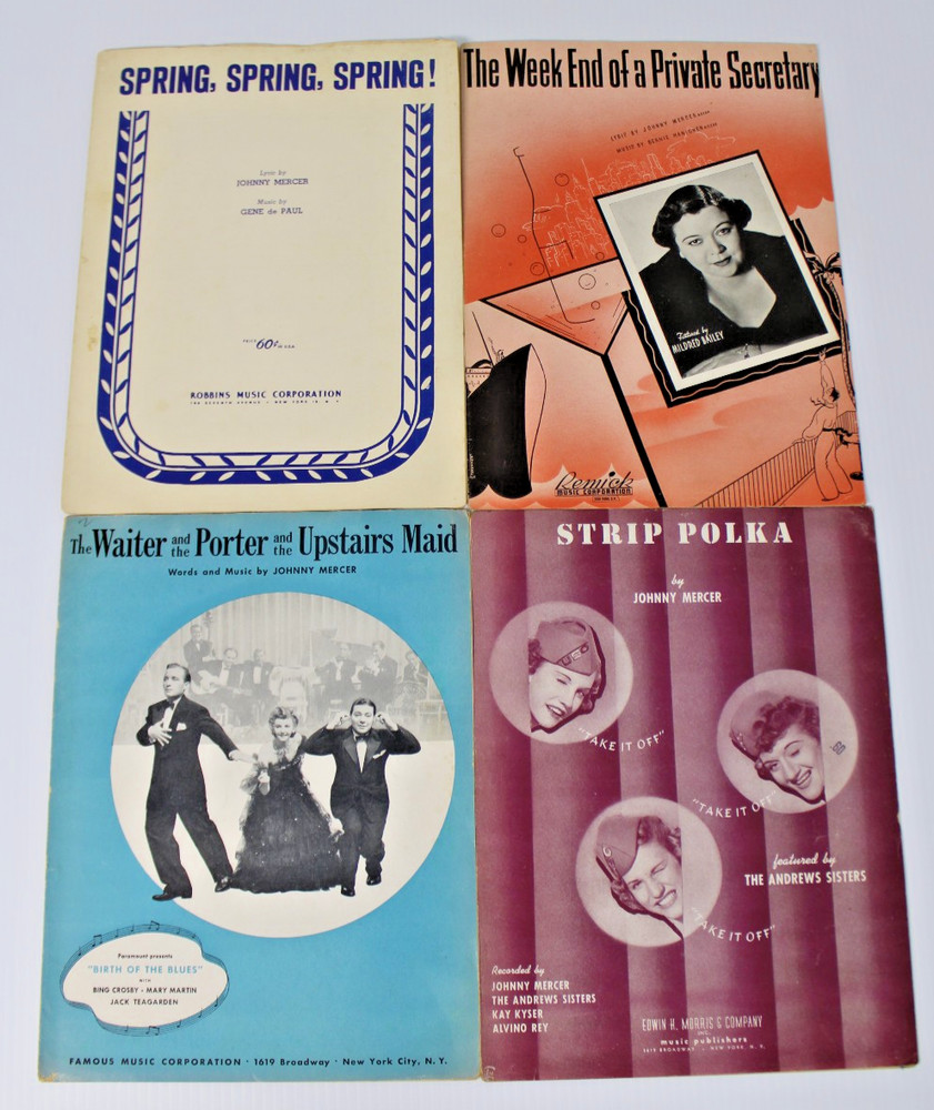 4 Pc. Vintage Sheet Music by Johnny Mercer, Bing Crosby, Andrews Sisters