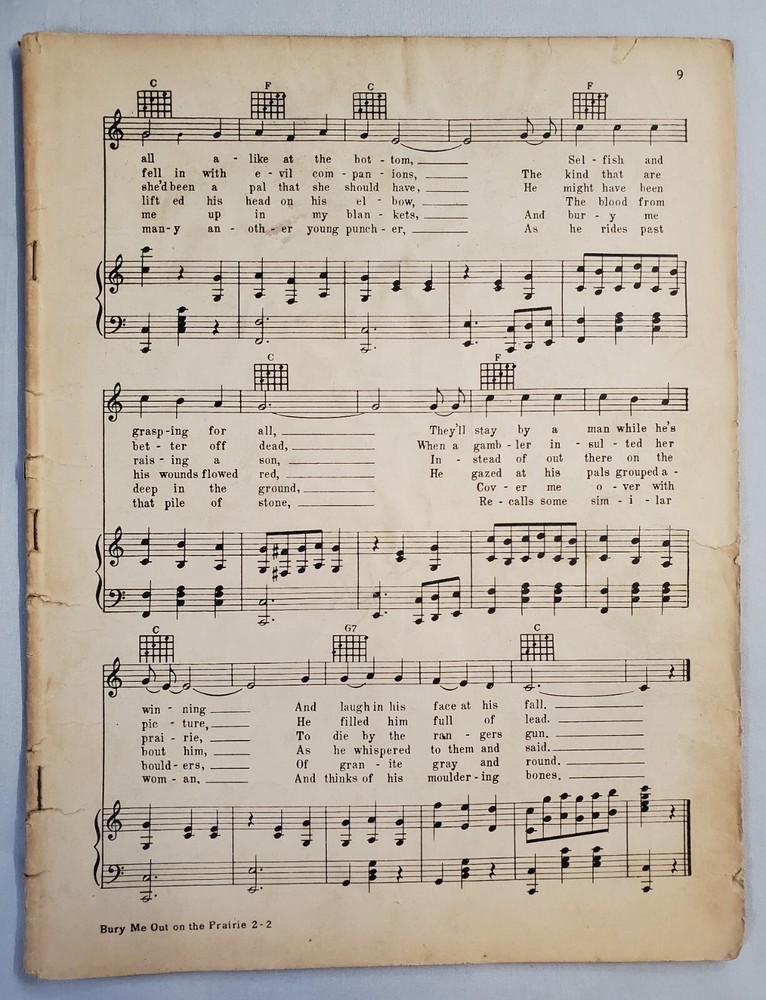 Mystery Folk Country Western Songbook Music Anthology 1929 M.M. Cole No Cover