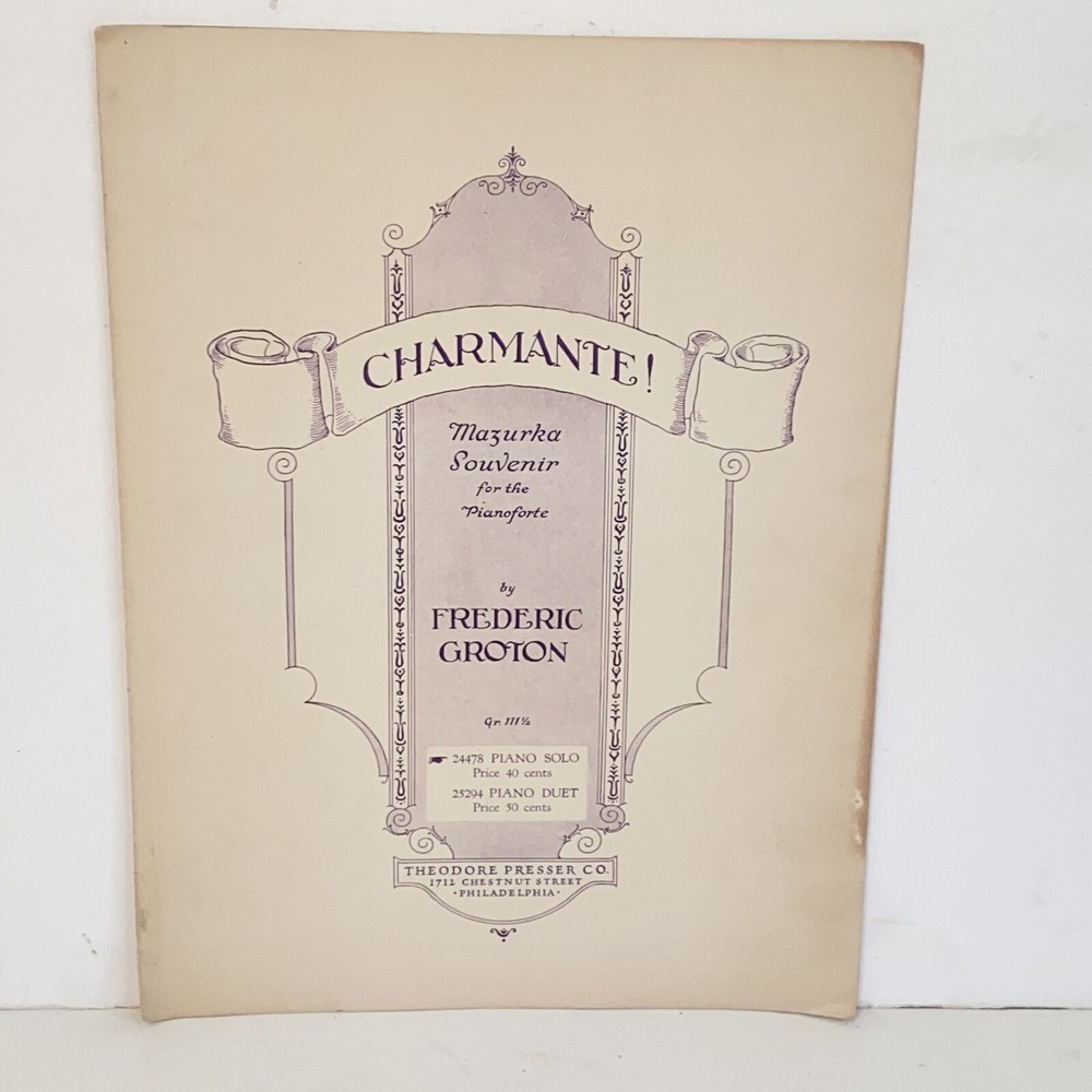 Vintage 1929 Charmante! Piano Sheet Music by Frederic Groton