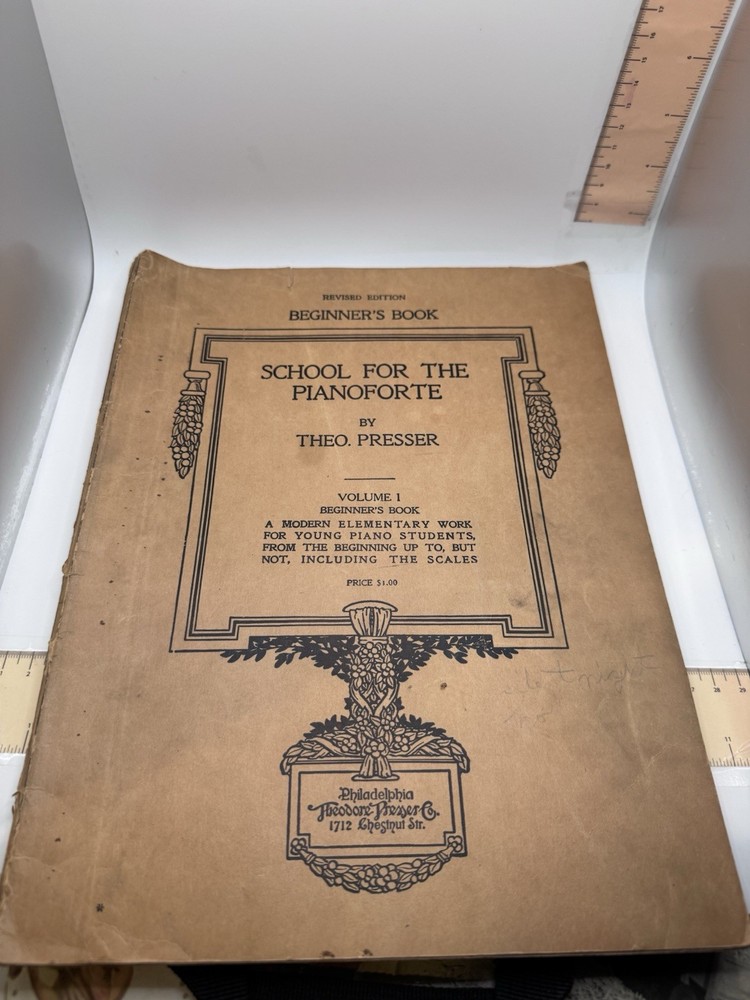 Music Book « School for the Pianoforte » Beginners 1929 by Theo Presser M60