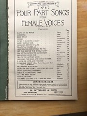 1926 SHEE MUSIC FOUR PART SONG FOR FEMALE VOICES VOLUME ONE M. WITMARK & SONS