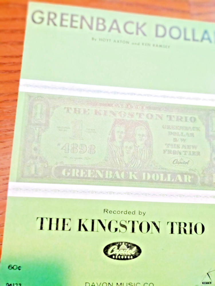 SHEET MUSIC GREENBACK DOLLAR 1963 KINGSTON TRIO