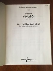 Antonio Vivaldi 1678-1741 Six Cello Sonatas Sheet Music Kalmyk String Series.