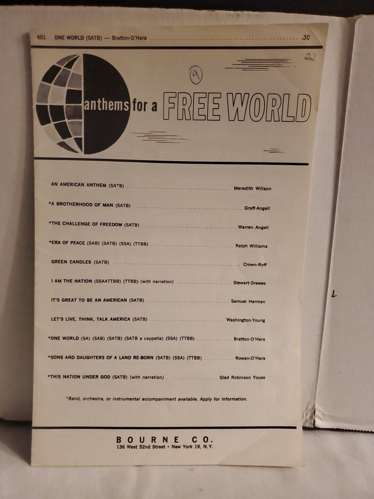 Bourne Co. Anthems For A Free World- Ond World 601