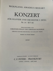 Edition Peters Mozart Konzert Nr 24, C Minor KV 491, 2 pianos 4 Hands Urtext