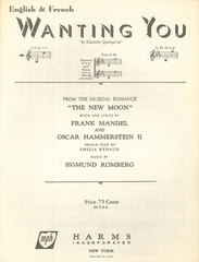 Wanting You Sheet Music Solo Voice In C Piano 1950 French English Hammerstein