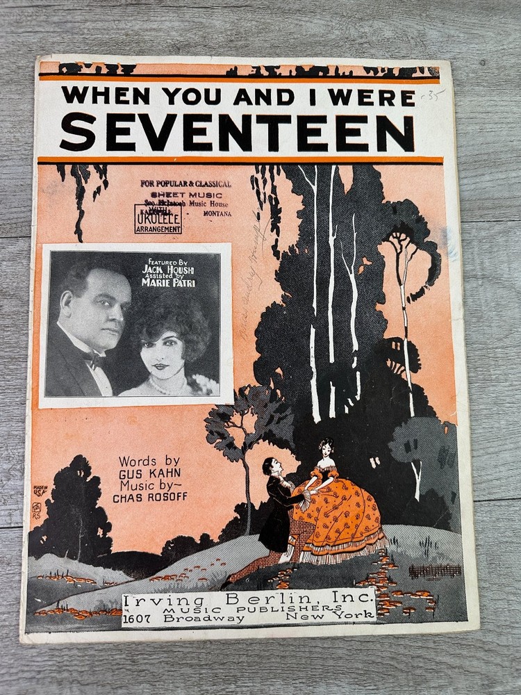 When You and I Were Seventeen Sheet Music P/V/G Irving Berlin 1924 Ukulele
