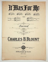 It Was For Me Sheet Music Charles B. Blount M. Witmark & Sons 1912 P/V