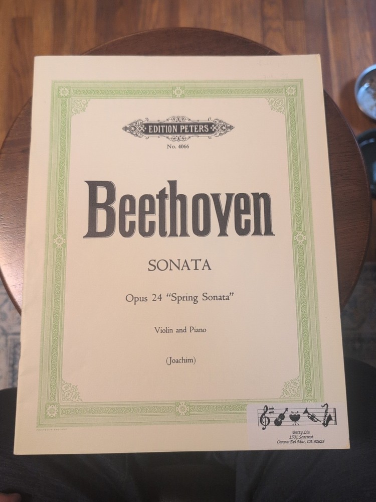 Edition Peters Sheet Music Beethoven Sonata Opus 24 Spring Sonata Violin Piano