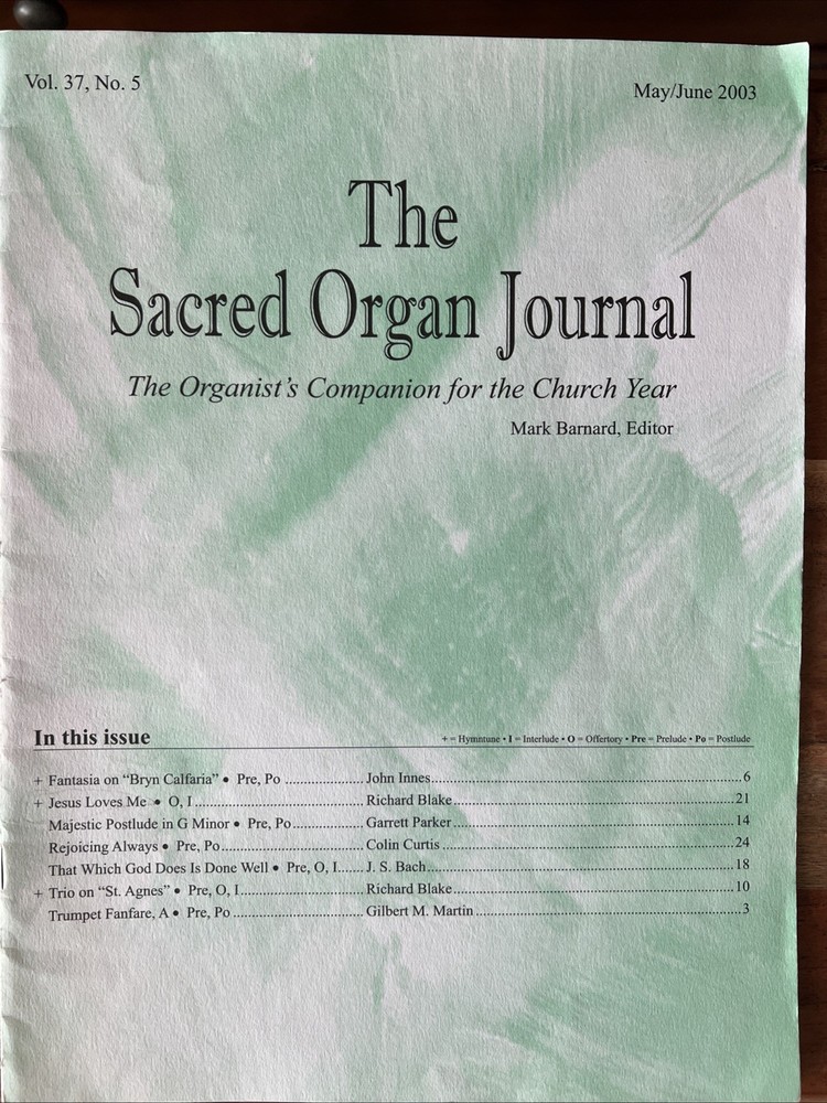 The Sacred Organ Journal, May/June 2003