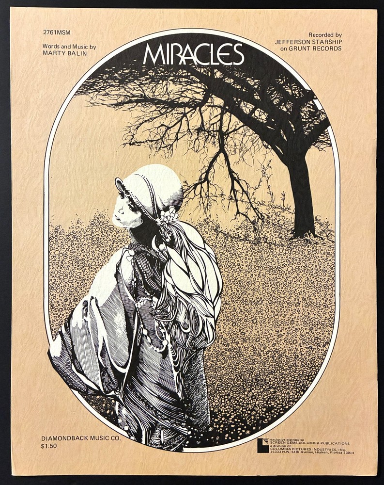 1975 JEFFERSON STARSHIP « MIRACLES » SHEET MUSIC – ROCK ERA