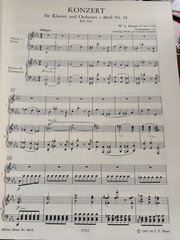 Edition Peters Mozart Konzert Nr 24, C Minor KV 491, 2 pianos 4 Hands Urtext