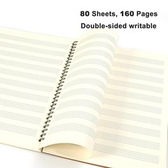 Blank Sheet Music Notebook, 160 Pages Composition Staff Paper Notebook, Black