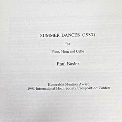 Summer Dances for Flute Horn & Cello Sheet Music Score Parts 1987 Vtg