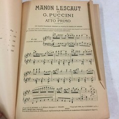G Puccini Manon Lescaut Ricordi Printed in Italy Song Book 1893 Antique