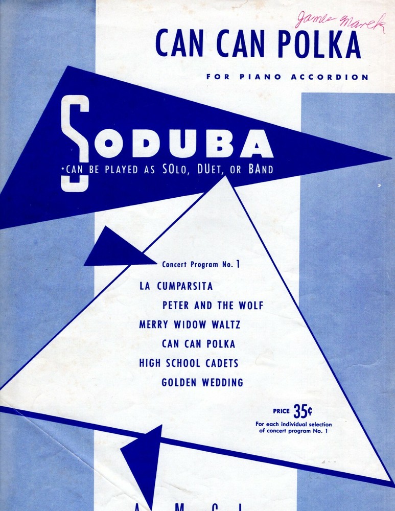 « CAN-CAN Polka » – Solo, Duet or Band – by Jacquez Offenbach Arr. R. Lane -1951