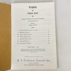 H. T. FitzSimons Fauré Requiem Vocal Score Piano Chorus Sheet Music Vtg Tan