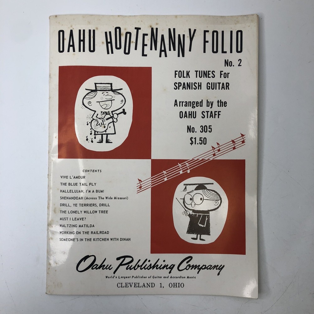 Vintage Oahu Hootenanny Song Folio Number 2 1964 Folk Tunes for Spanish Guitar