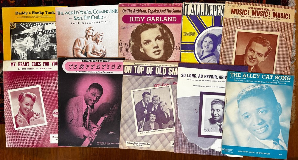 Lot of 10 Sheet Music: Paul McCartney, Judy Garland, Temptation, Honky Tonk ++++