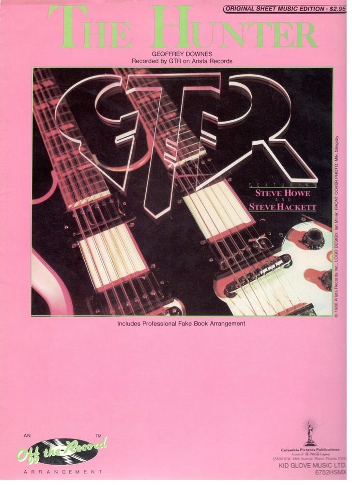 « GTR-THE HUNTER » PIANO/VOCAL/GUITAR-TAB SHEET MUSIC-1986 W/FAKE BOOK-RARE-NEW!!