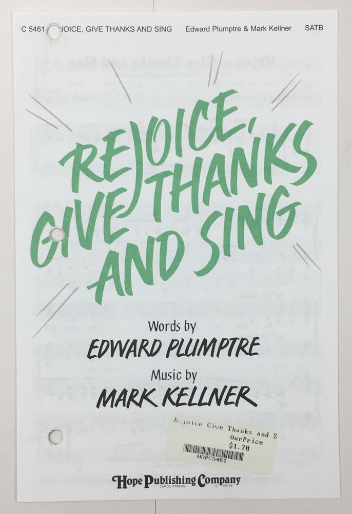 Rejoice Give Thanks And Sing SATB Chorus Piano Sheet Music By Hope Publishing