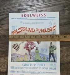 Vintage Edelweiss Sheet Music 1965 Sound of Music Julie Andrews Rodgers…