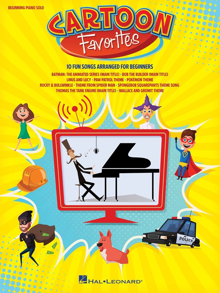 Cartoon Favorites for Beginner Piano Solo Easy Sheet Music 10 Theme Songs Book