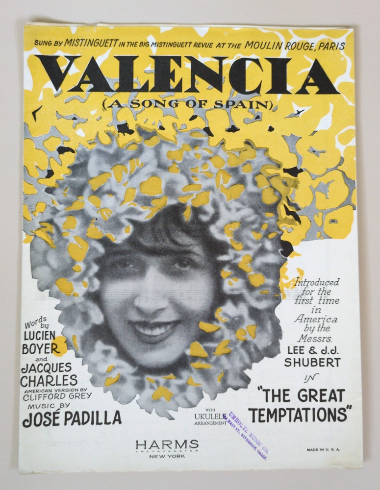 Broadway Valencia A Song of Spain Mistinguett Jose Padilla 1926 Sheet Music