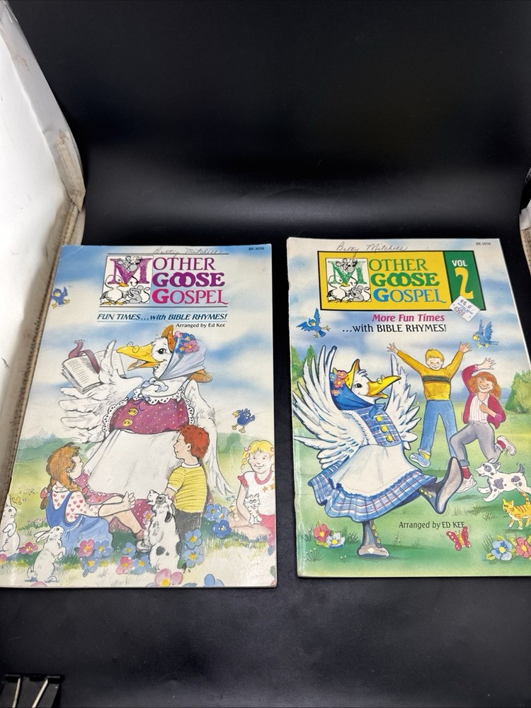 RARE/VINTAGE « Mother Goose Gospel » Songbooks Vol. 1 & 2 (1988/1989) Brentwood