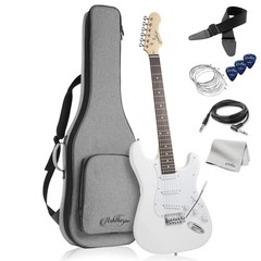 Ashthorpe 39-Inch Electric Guitar (White-White), Full-Size Guitar Kit with Pa…