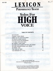 « SOLOS FOR HIGH VOICE- Volume 11 »- Gospel Vocal/Piano/Guitar Songs-Lexicon Music