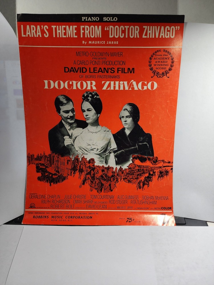 Lara&rsquo;s Theme From « Doctor Zhivago » Piano Solo Sheet Music 1965 Robbins Music B4