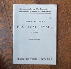Felix Mendelssohn « Festival Hymn » Vocal Score