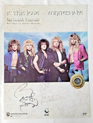WHITESNAKE Is This Love Music Sheet 1987 Signed Vivian Campbell Rudy Sarzo