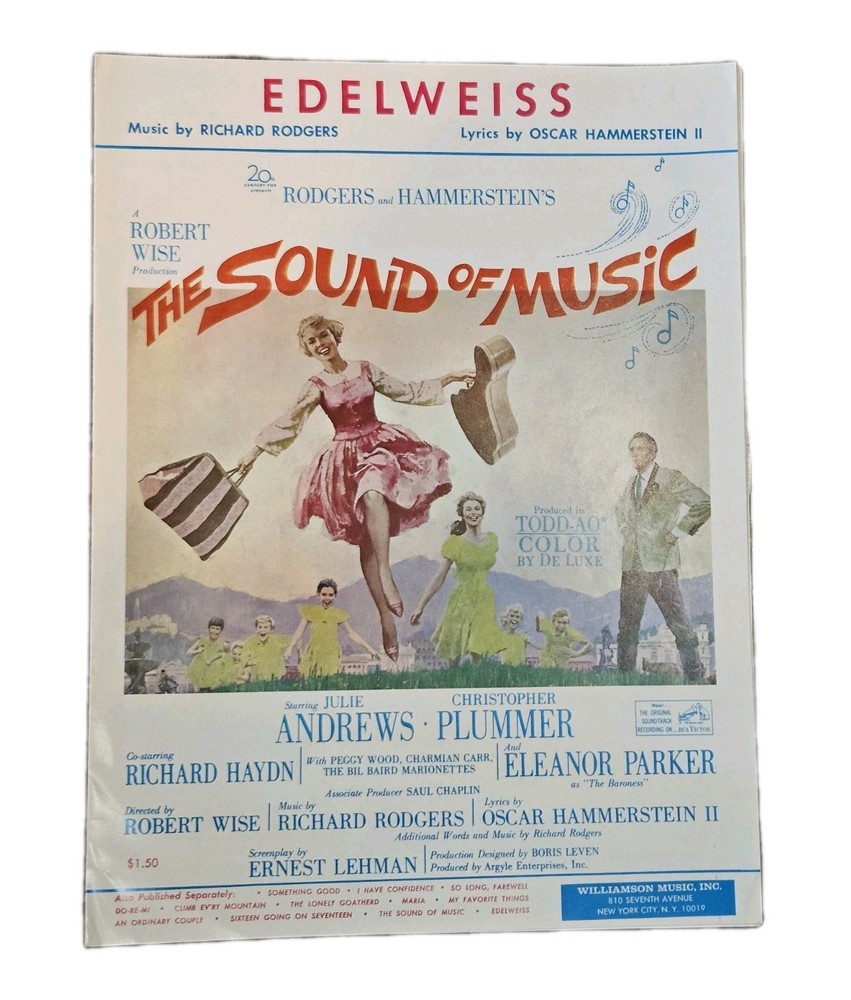 Vintage Edelweiss Sheet Music 1965 Sound of Music Julie Andrews Rodgers…