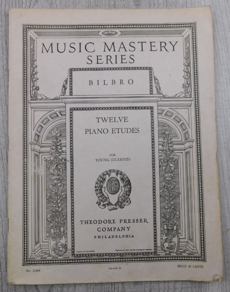 Music Mastery Series Bilbro 12 Piano Etudes Young Students 1926 VTG Sheet Music