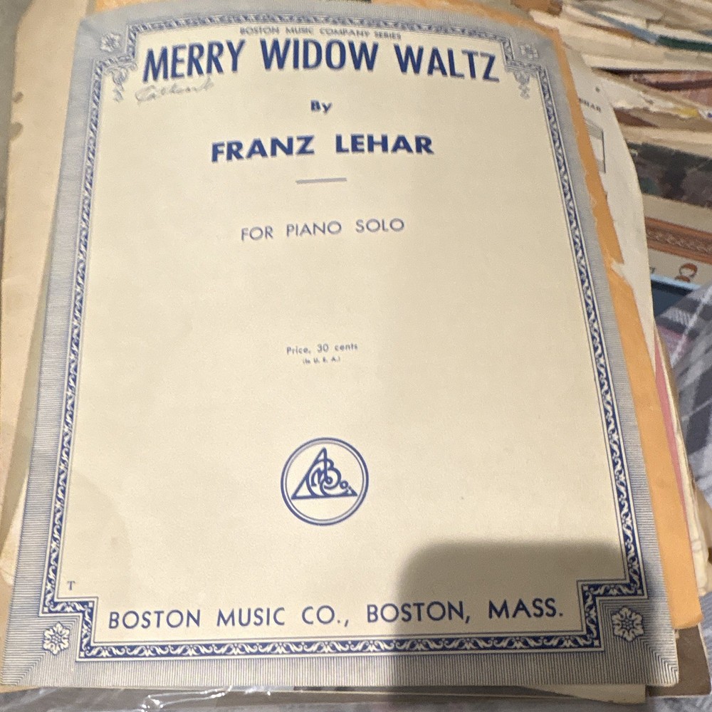 Boston Music Co. Merry Widow Waltz Sheet Music Piano Solo Franz Lehar