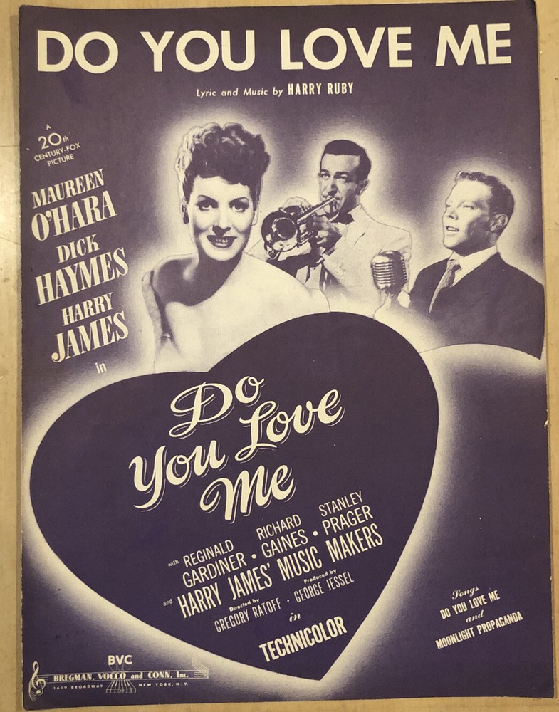 Do You Love Me 1946 Sheet Music Harry Ruby Maureen OHara Dick Haymes Harry James