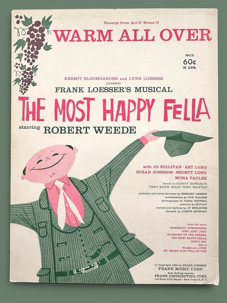 Frank Loesser Warm All Over Sheet Music The Most Happy Fella 1956 Robert Weede