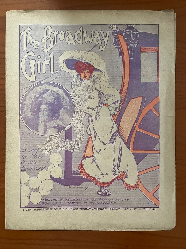 The Broadway Girl sheet music, 1904, featuring Grace Leonard