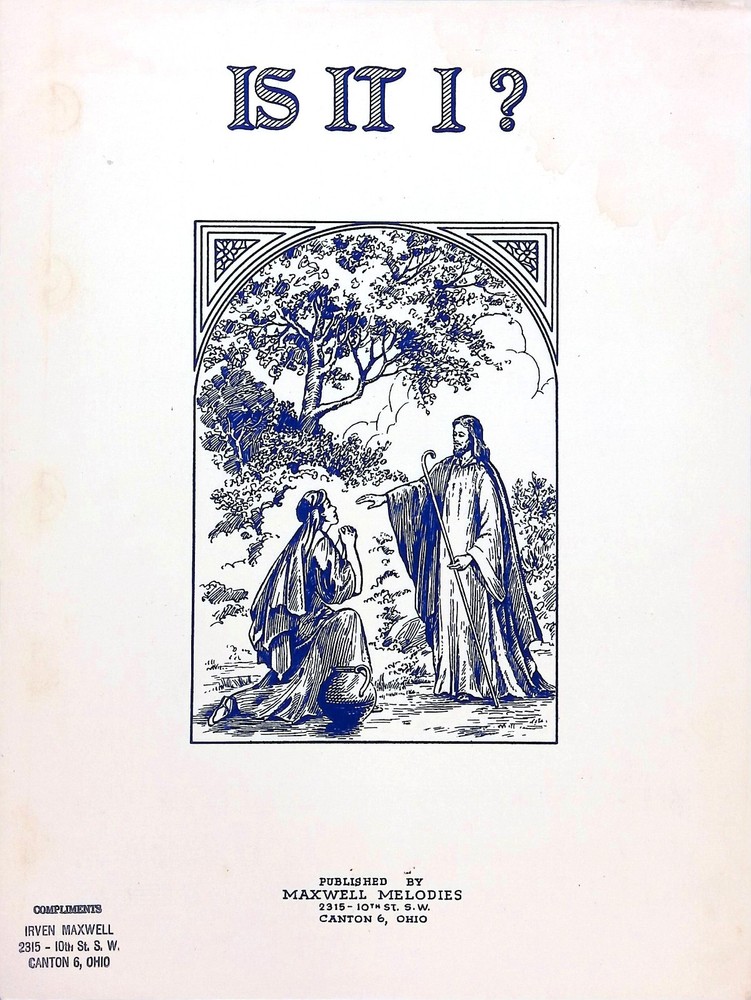 Is It I Sheet Music Irven Maxwell Medium Voice Sacred Religious Key of F