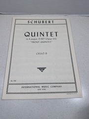Schubert Quintet In “A” Major D. 667 Opus 114 “Trout Quintet” Piano,Violin Etc