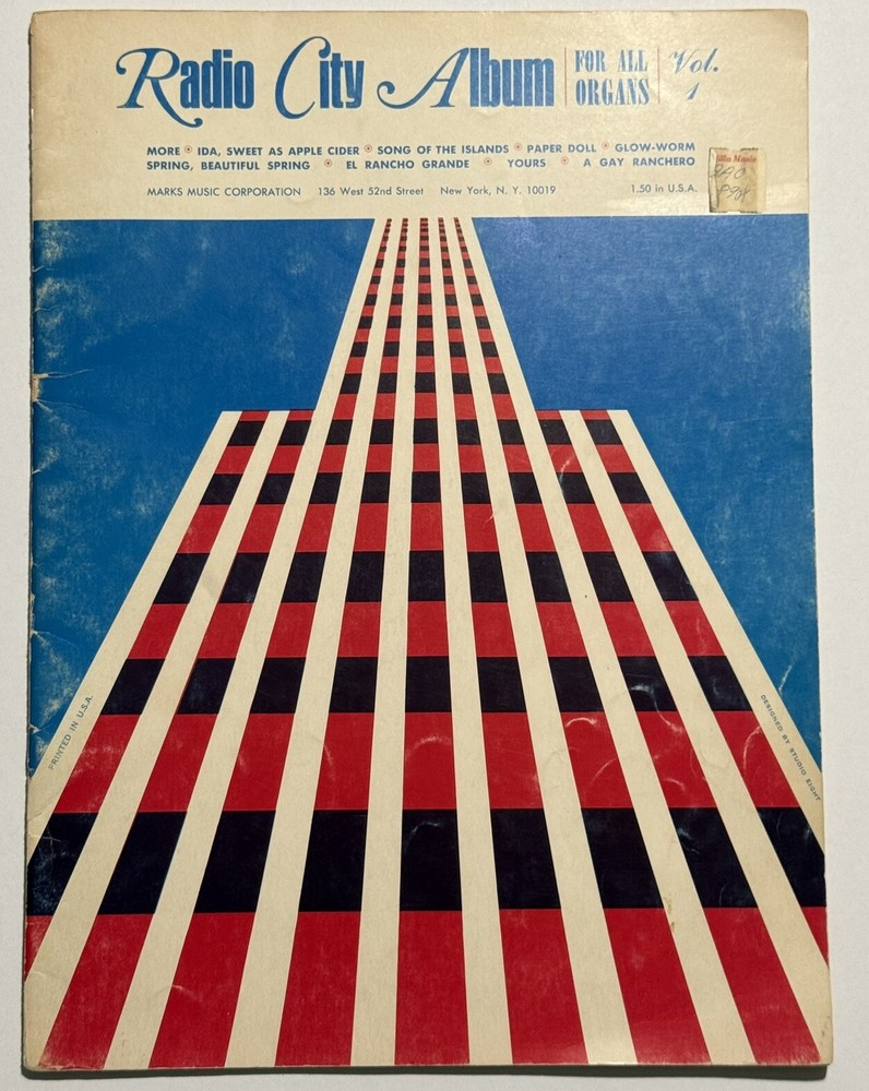 VTG Radio City Album for All Organs Vol 1 Sheet Music 1965 First Printing NYC
