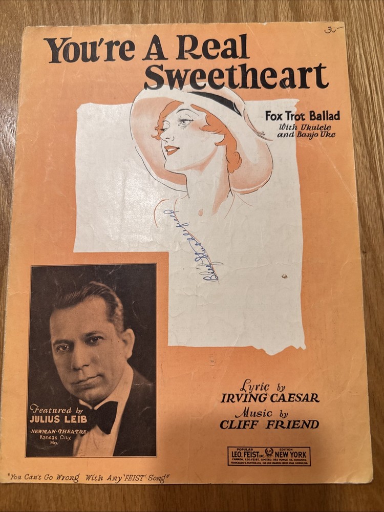 Vintage “You&rsquo;re A Real Sweetheart” Fox Trot Ballad Sheet Music, 1928