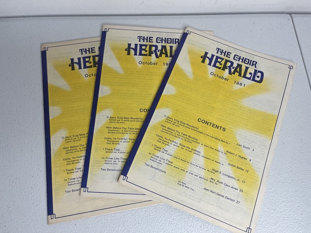 The Choir Herald October 1981 Song Book Sheet Music Set Of 3